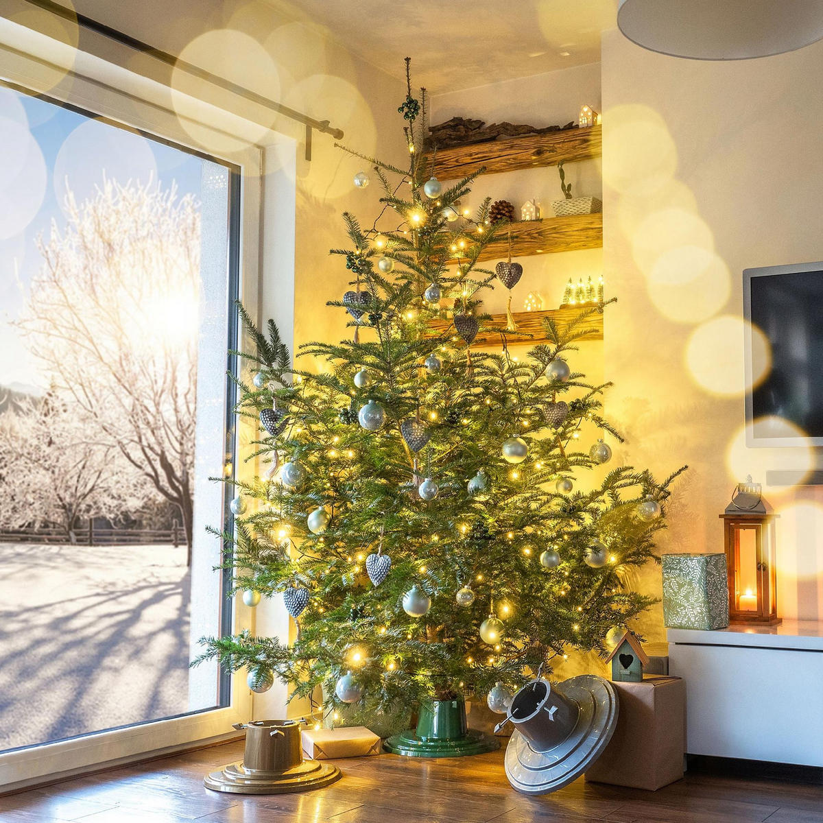 KADAX Weihnachtsbaumständer Christbaumständer 2m Gold - Grün, Kunststoff (15.5cm) - KADAX