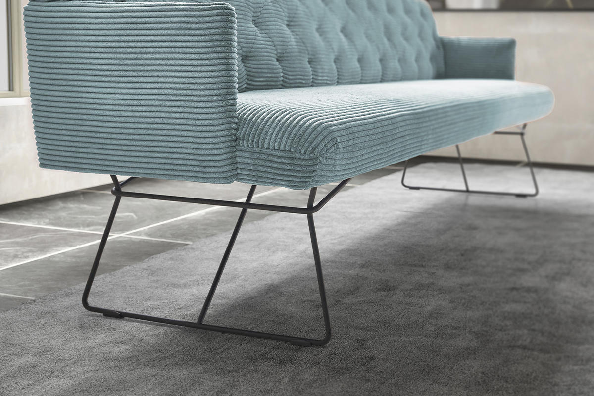 ESSZIMMERBANK CHARME Hellblau Cord - Hellblau, Textil (166/85/69cm) - KAWOLA
