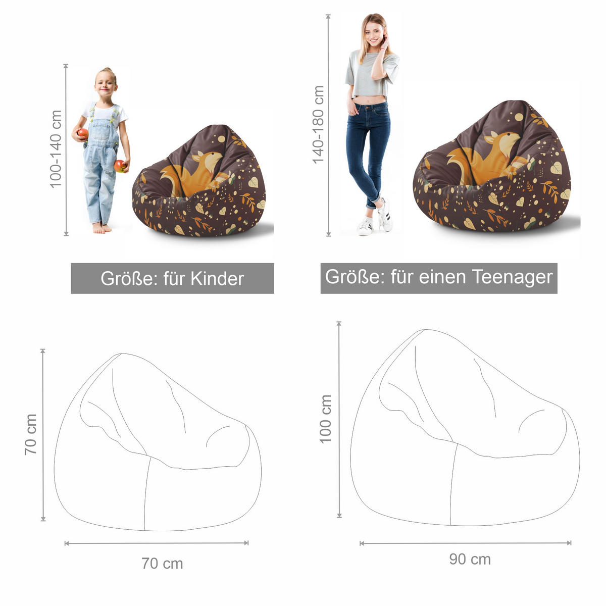 SITZSACK PARADISE für Kinder Space Adventure M - Dunkelblau, Textil (90/100/90cm) - Dreamroots