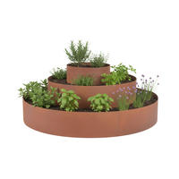 KRÄUTERSPIRALE Braun Stahl Edelrost 3-tlg. 90 cm - Braun, Metall (90/20/90cm) - Relaxdays