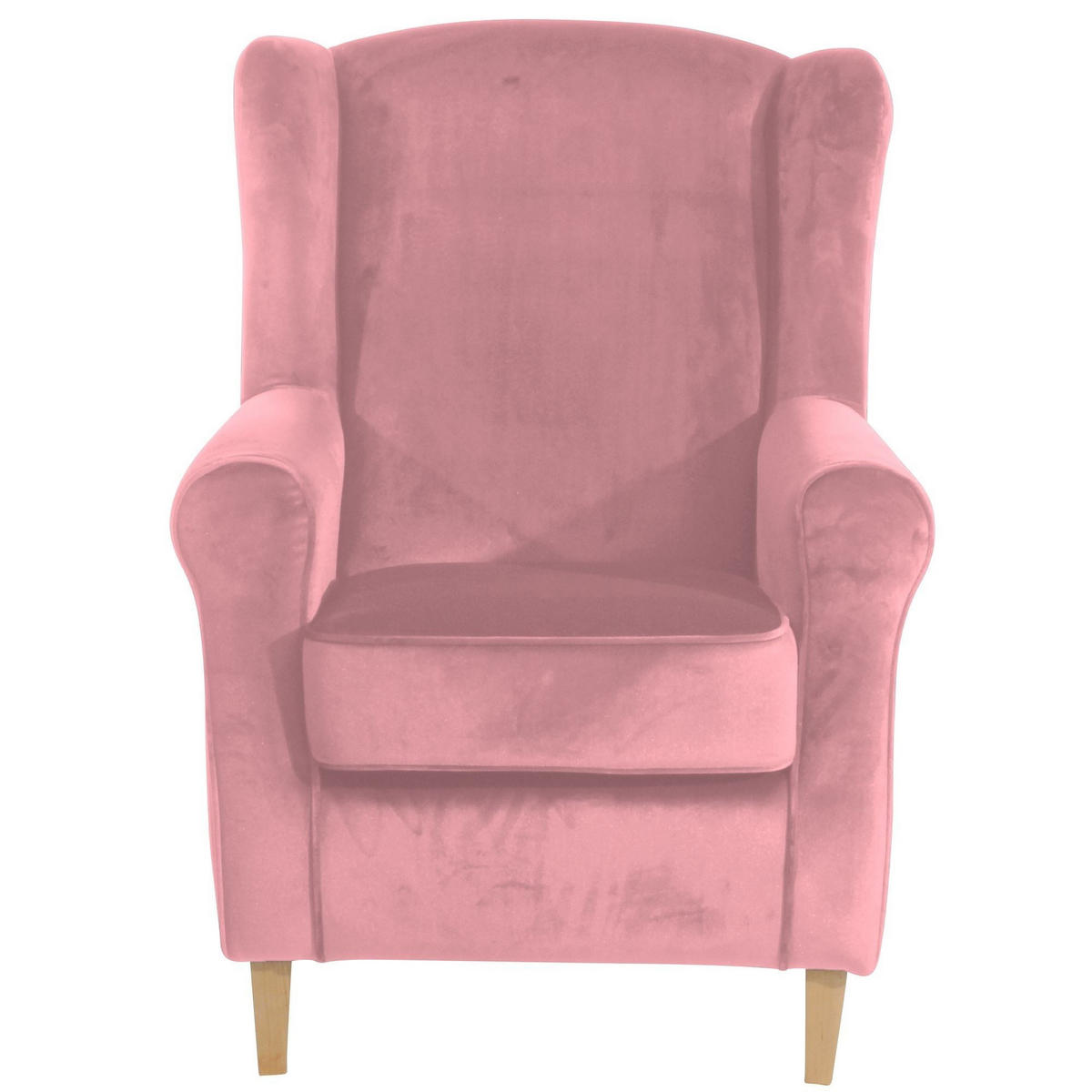 OHRENSESSEL Karlen Bezug Samtvelours Buche natur / rose - Pink/Buchefarben, Kunststoff (86/103/77cm) - 58aufmkessel