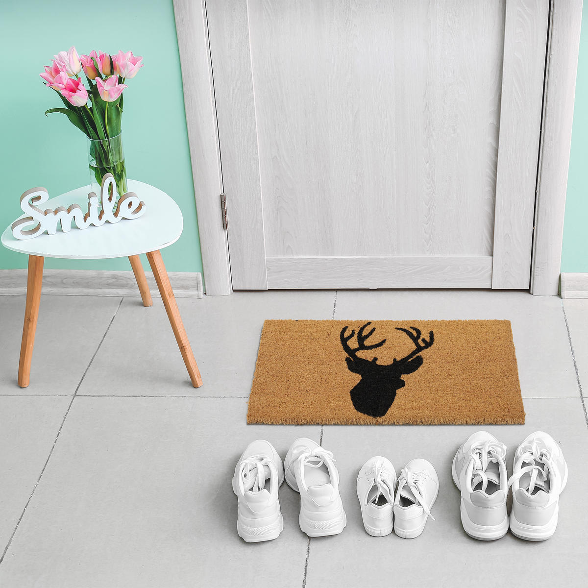 FUSSMATTE - Hellbraun, Kunststoff/Textil (60/40cm) - Relaxdays