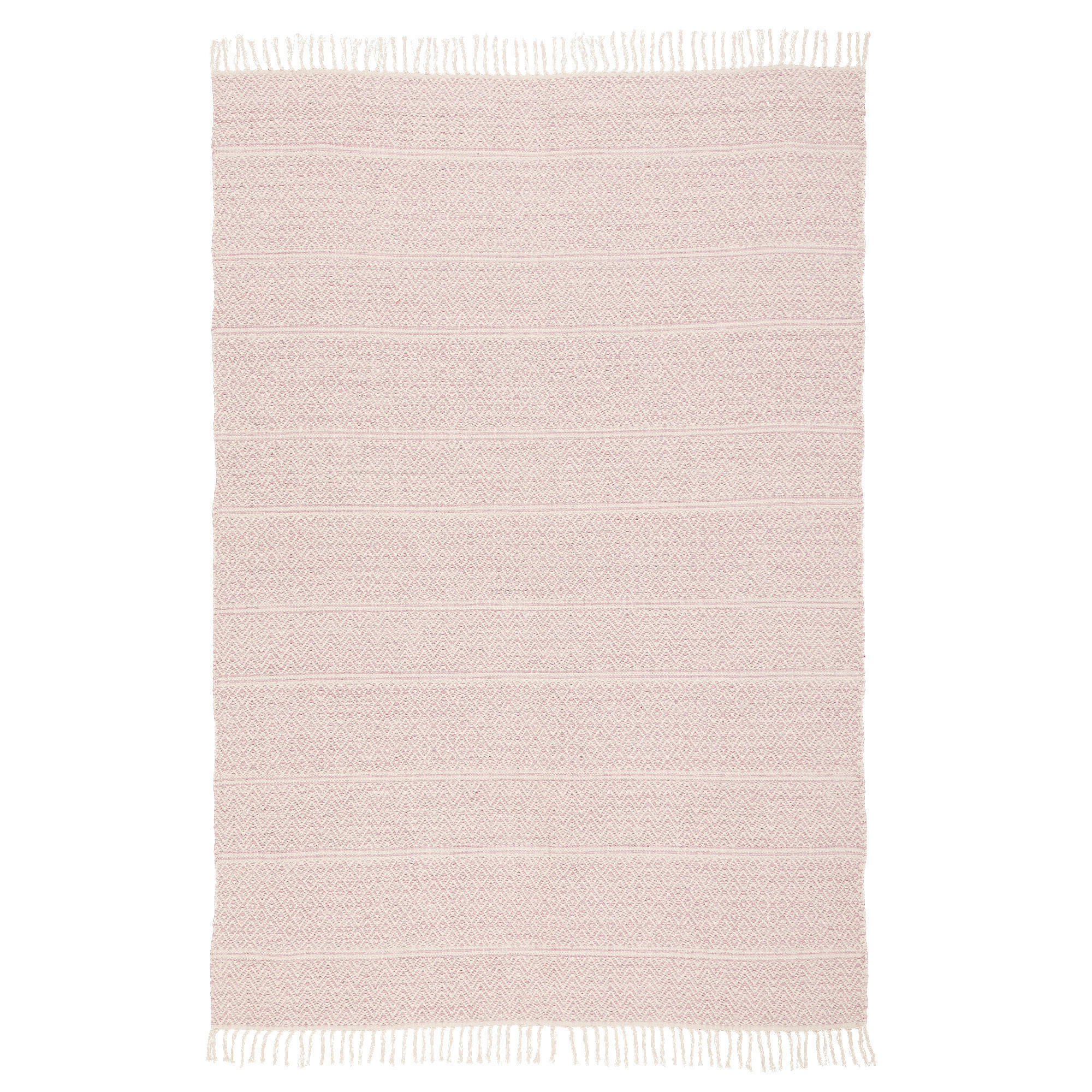 BAUMWOLLE NATUR KELIM TEPPICH SANDY STRIPES - Rosa, Textil (70/140cm) - Pergamon