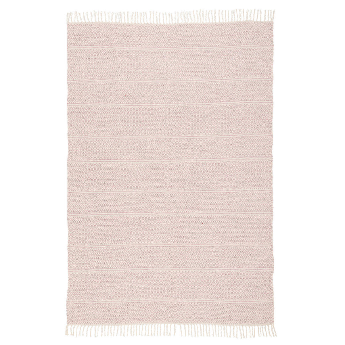 BAUMWOLLE NATUR KELIM TEPPICH SANDY STRIPES - Rosa, Textil (70/140cm) - Pergamon
