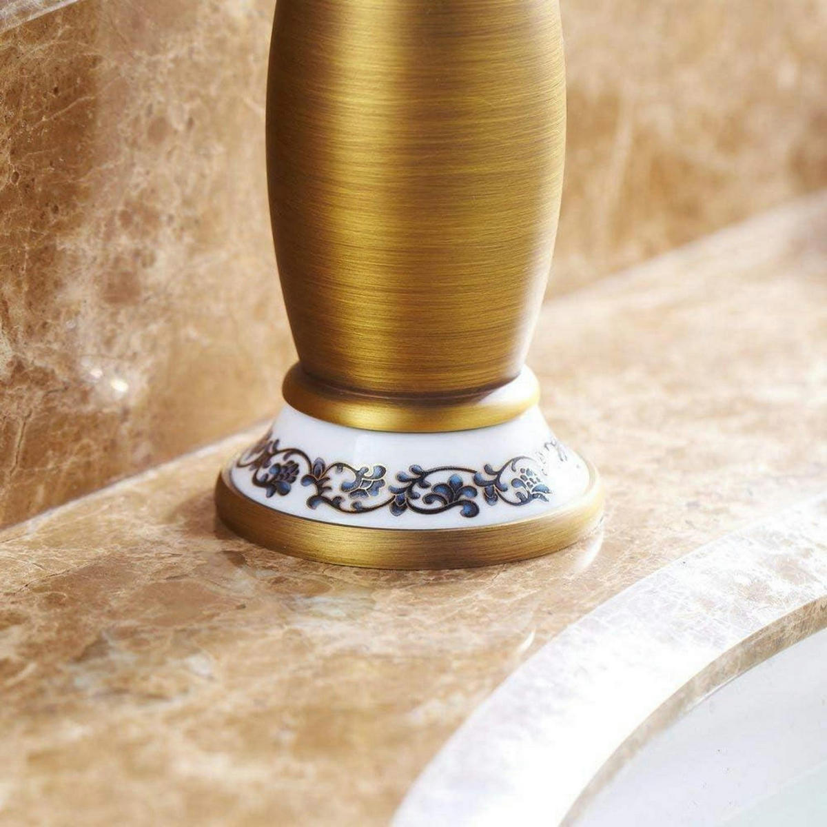 WASCHTISCHARMATUR Antik Messing mit Keramikgriff - Bronzefarben, Metall (12/20/13.5cm)