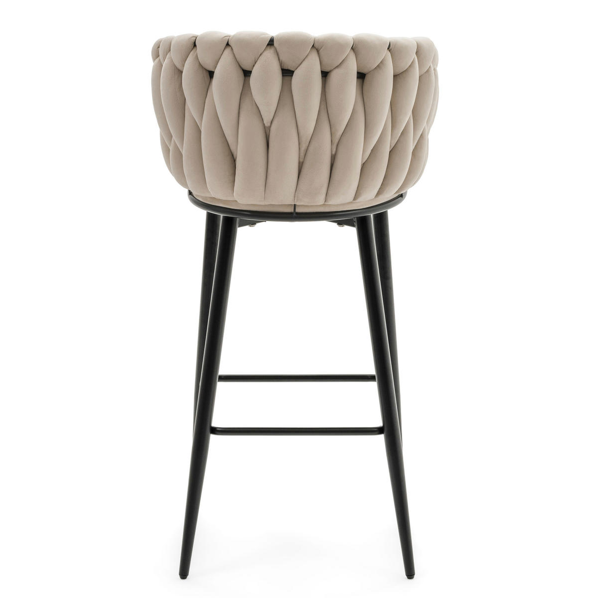 BARHOCKER LATINA gepolsterter mit Steppung - beige - Samt Velour - Ecru/Schwarz, Metall (54/95/55cm) - NEW HOME