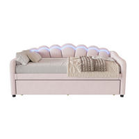 TAGESBETT 90/200 cm Rosa mit LED, ausziehbar, Samt ohne Matratze - Rosa, Textil (90/200cm) - MIVRAY