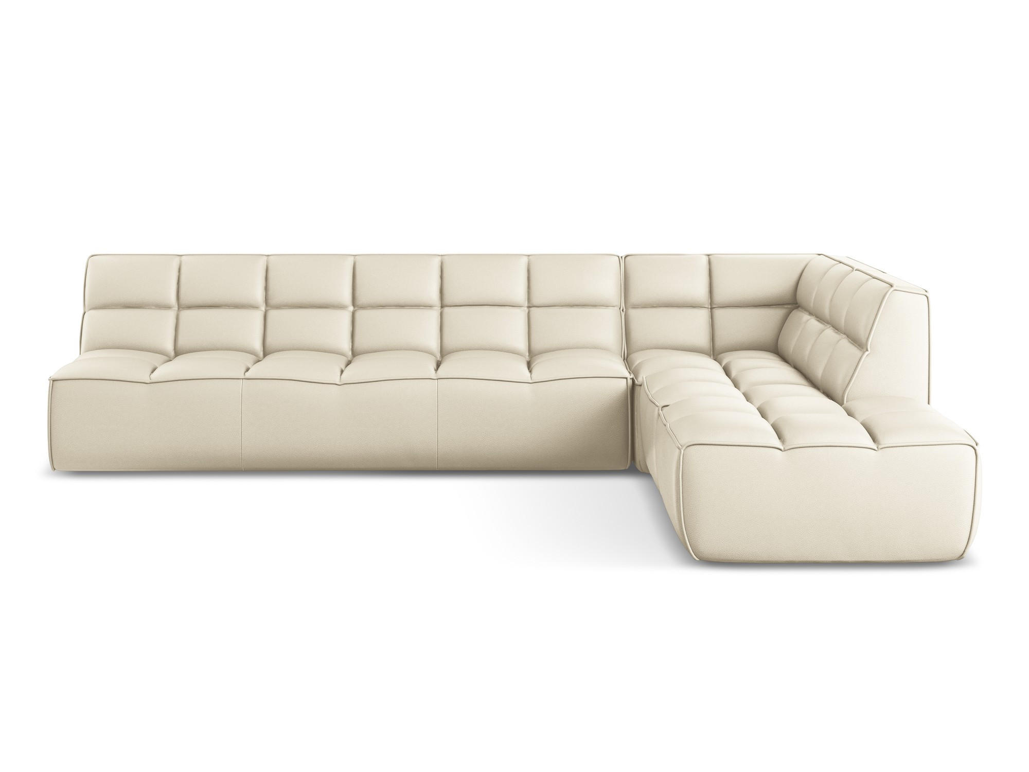 ECKSOFA Beidseitig Kunstleder Beige - Beige/Creme, Leder/Kunststoff (308/258cm) - Makamii