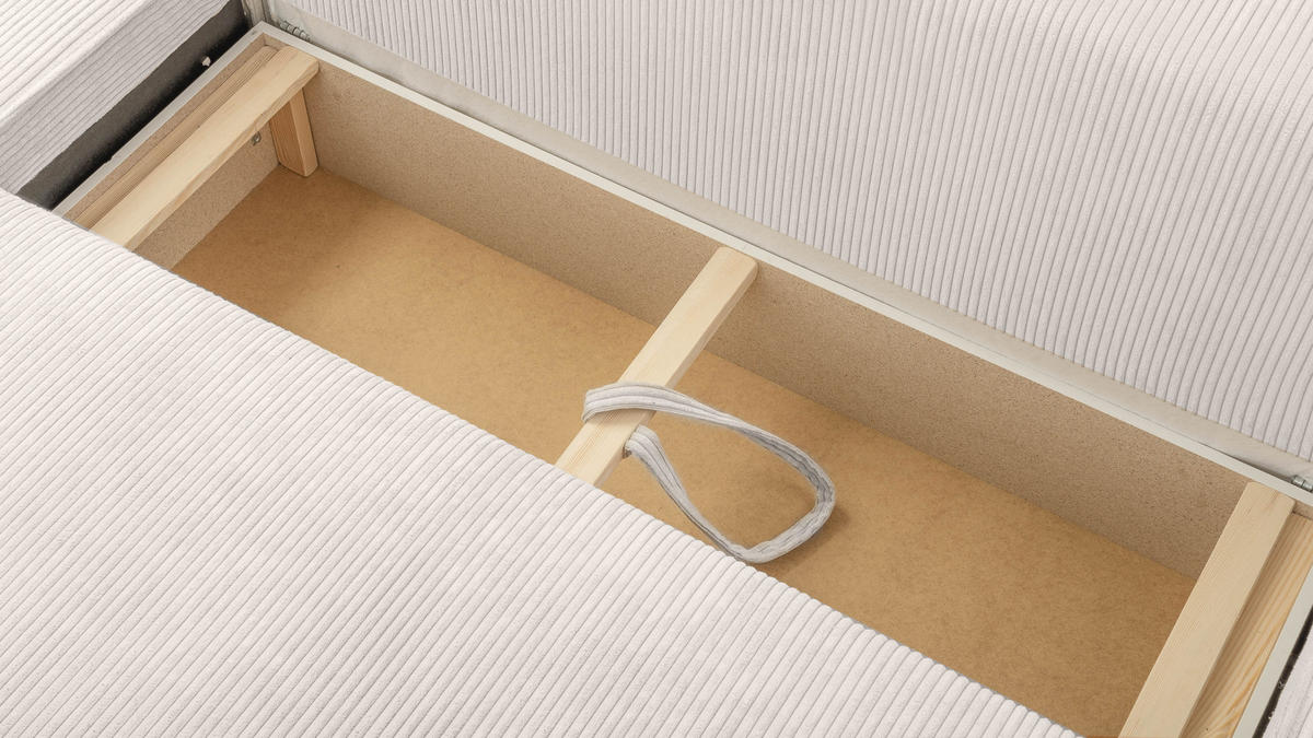 WOHNLANDSCHAFT Cedria Weiß 389/145/85 cm mit Schlaffunktion - Creme/Schwarz, Kunststoff/Textil (389/85/145cm) - AX Living