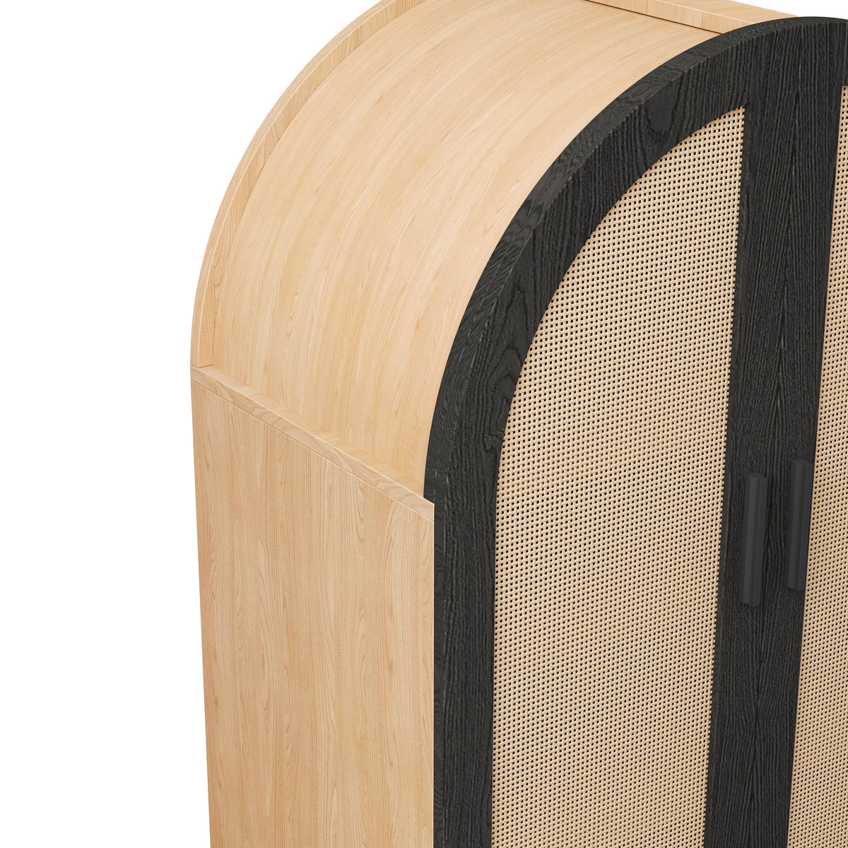 SCHUHKIPPER in Natur/Schwarz mit Bogen-Design - Schwarz, Holzwerkstoff (70/100/40cm) - Urban Meuble