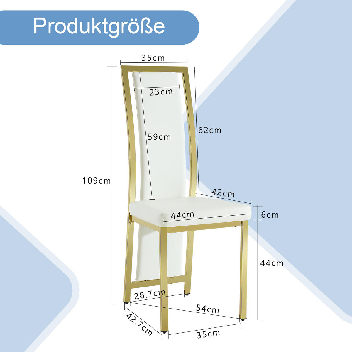 STUHL-SET DE-36646 2 Stück mit PU-Bezug und Metallrahmen Weiß - Weiß, Metall (42.7/109/44cm) - ComfortXL