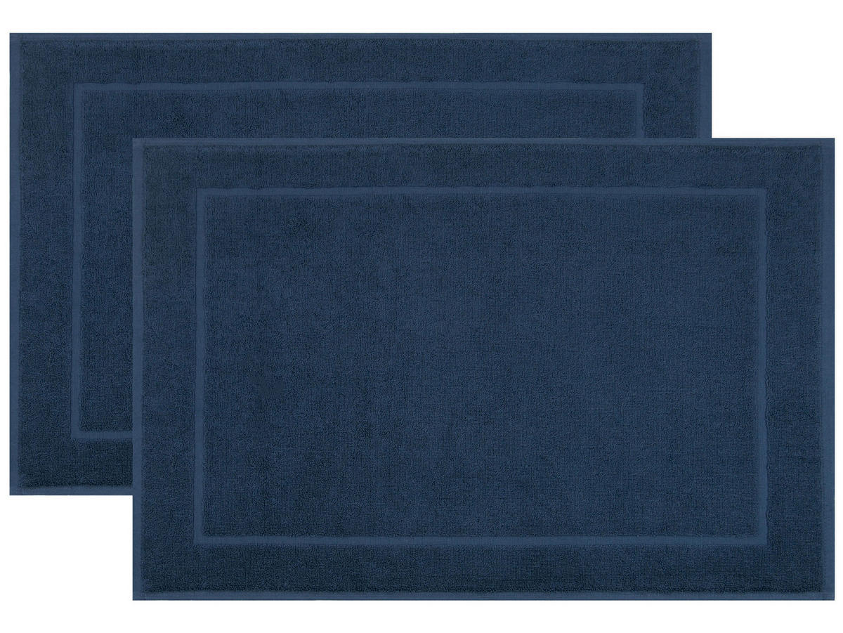 BADEMATTE, 2er-Set, 50x70 cm, 100% Baumwolle, Blau - Dunkelblau, Textil (50/70cm) - Zollner