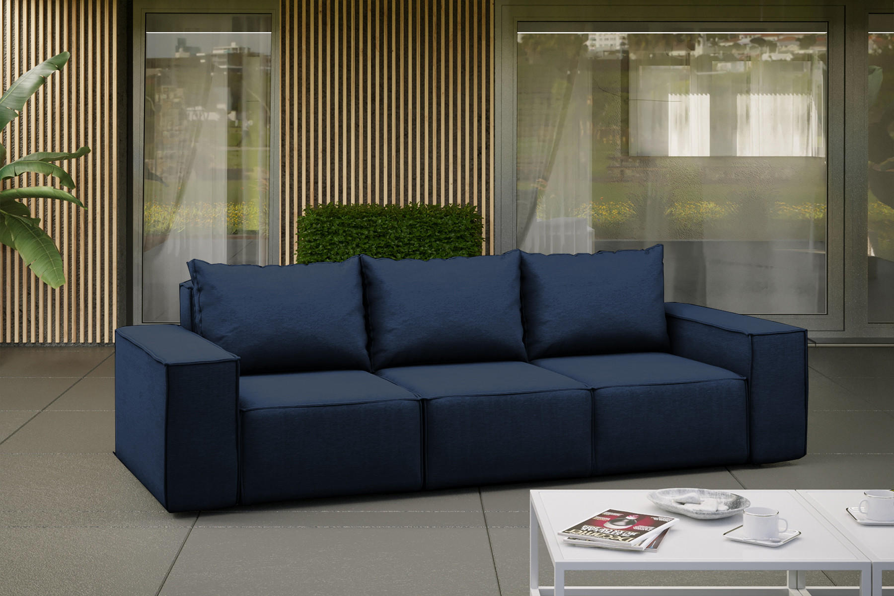 GARTENSOFA 3-Sitzer Für Den Garten SONNE Marineblau - Blau, Holz (245/73/88cm) - Kaiser Möbel