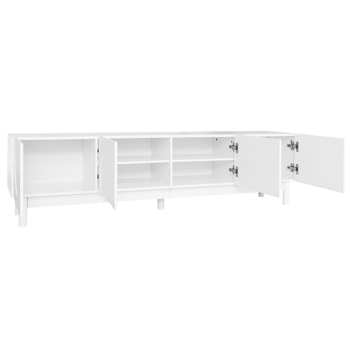 TV ormarić 169/34/45,5 cm bijeli od MDF-a i iverala s 4 vrata i policama - bijela, drvni materijal (169/45.5/35cm) - OKWISH