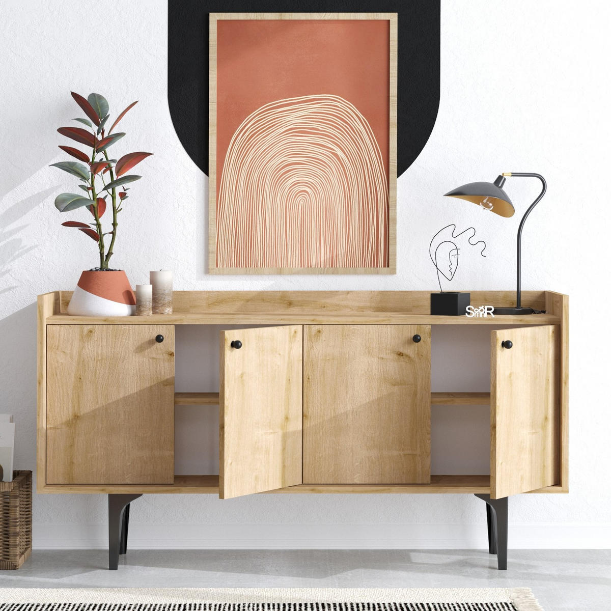 BUFFETSCHRANK navi beige - Beige, Holz (40/80/150cm) - Habitat Garten