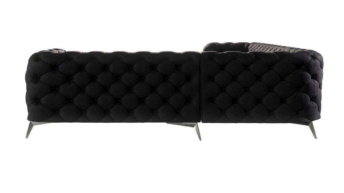 ECKSOFA Chesterfield Laura Schwarz Samt - Silberfarben/Schwarz, Holz/Textil (323/264cm) - S-Style Möbel