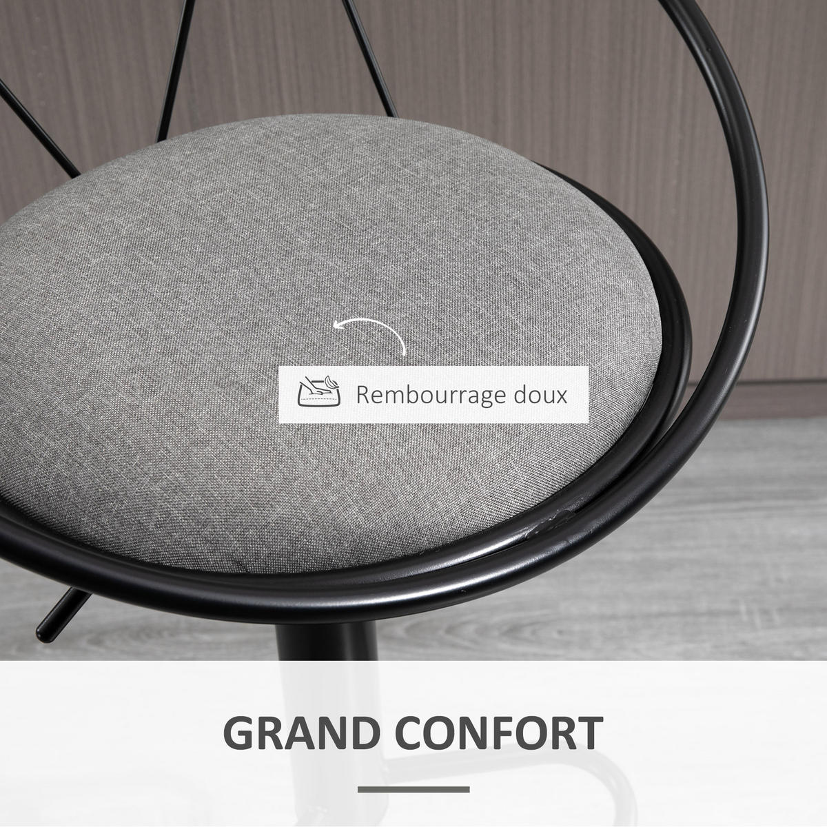 BARHOCKER 2er-Set DE-14682 höhenverstellbar & schwenkbar Grau - Grau, Metall (46/100/51cm) - ComfortXL