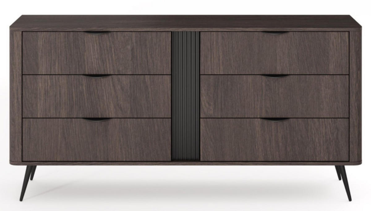 KOMMODE Weiß ERIS Gerillt Auf Hohen Beinen - Braun, Holzwerkstoff (163.2/81.2/38cm) - Sepro Meble