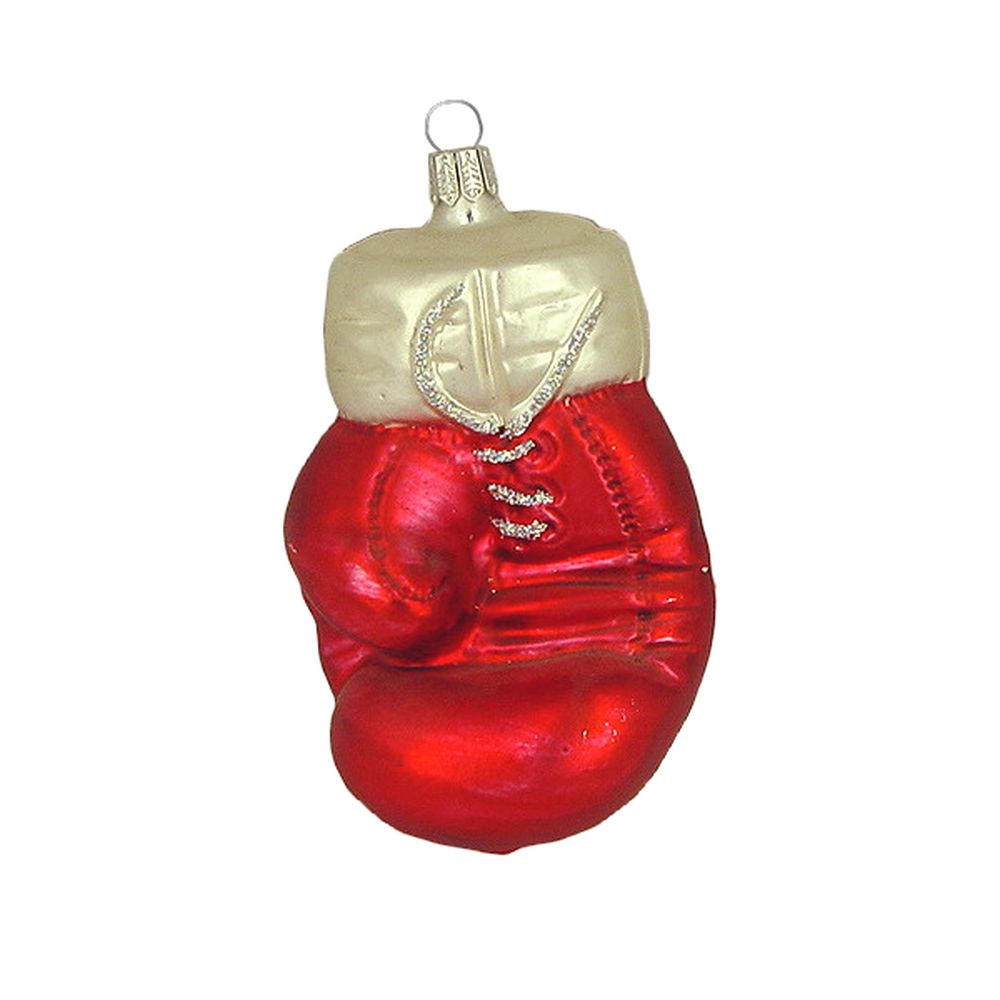 CHRISTBAUMSCHMUCK Boxhandschuh Rot Seidenweiss 13 cm - Multicolor, Metall (0.1/13/0.1cm)