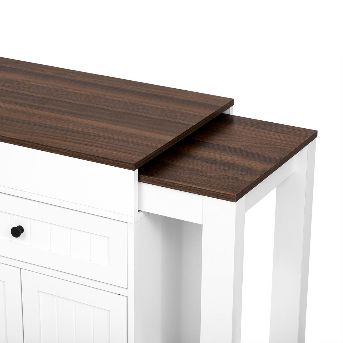 KÜCHENINSEL 112-180.5x45x92.2 cm Weiß mit Ausziehplatte & Rollen - Weiß, Holzwerkstoff (180.5/92.2/45cm) - Modfu