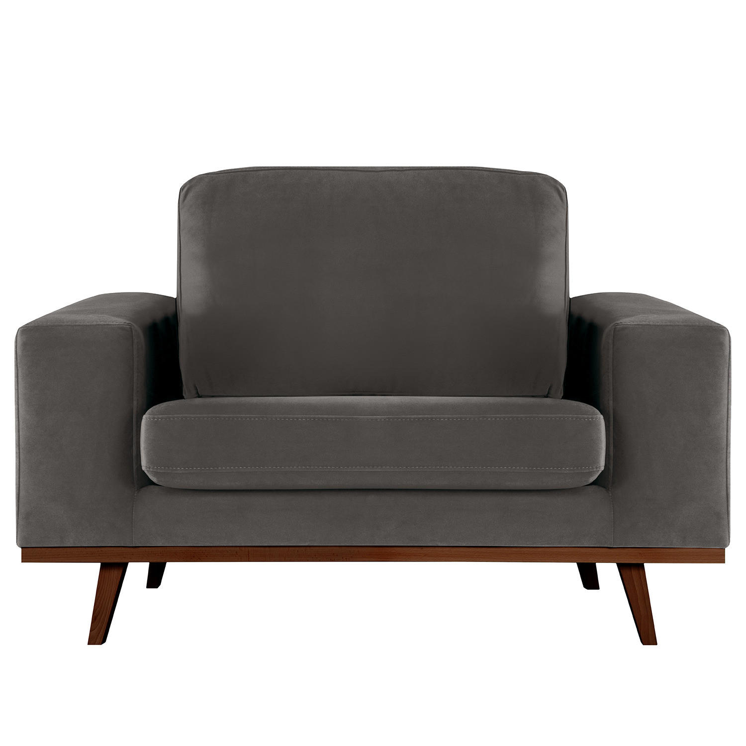 SESSEL - Dunkelgrau/Buchefarben, Textil (122/81/88cm) - home24