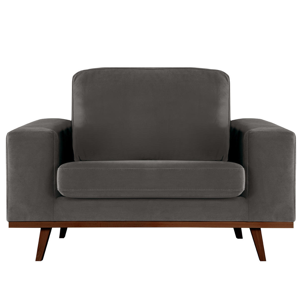 SESSEL - Dunkelgrau/Buchefarben, Textil (122/81/88cm) - home24