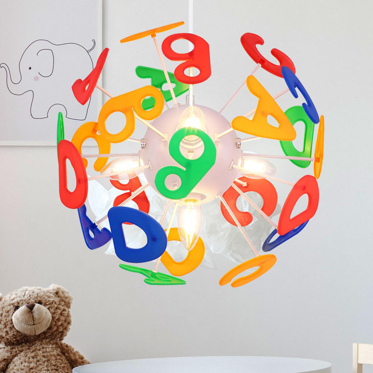 LED KINDERDECKENLEUCHTE LURRA Bunt - Multicolor, Kunststoff (35/35/120cm) - Globo Lighting