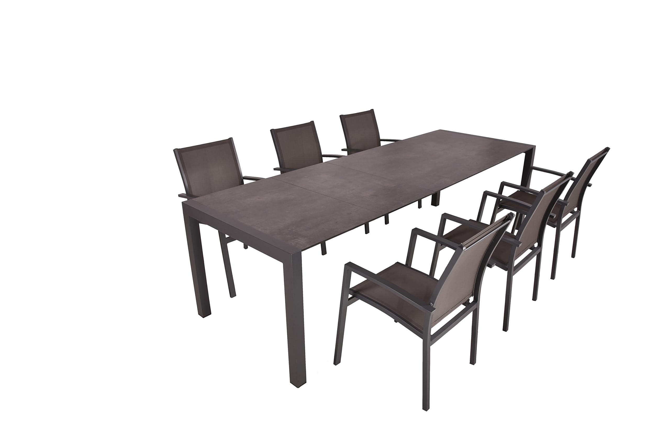 GARTEN-SITZGRUPPE Hauke 7-teilig Gartenmöbel-Set - Dunkelbraun, Kunststoff - DELUKE