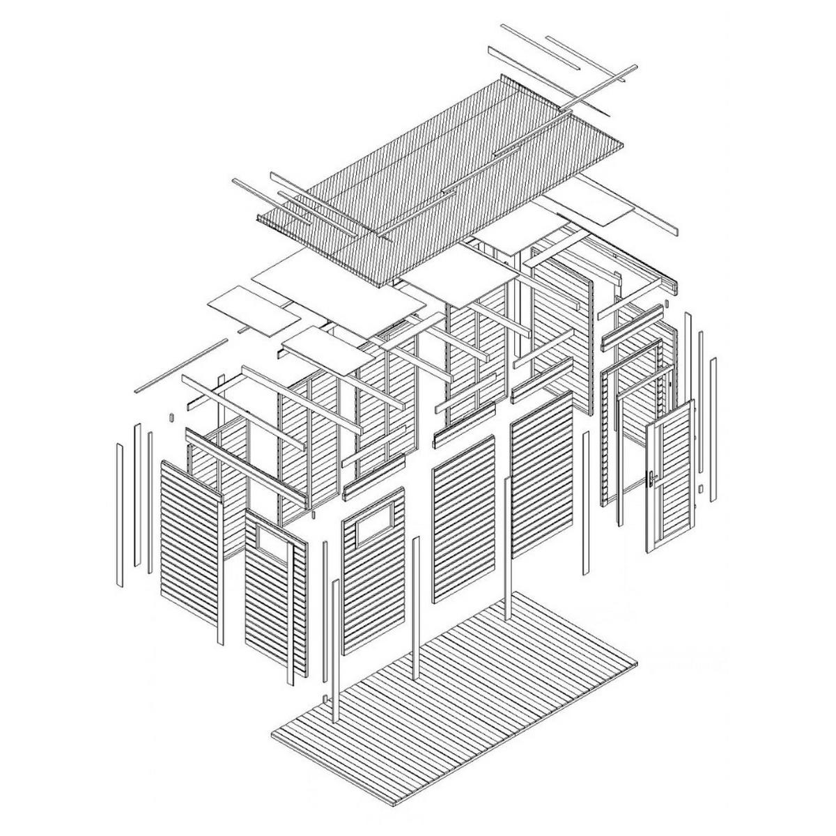 GARTENHAUS Holz 8,16 m², 404/216/202 cm, mit imprägniertem Boden, M327F2+M327G - Beige, Holz (404/216/202cm) - Timbela