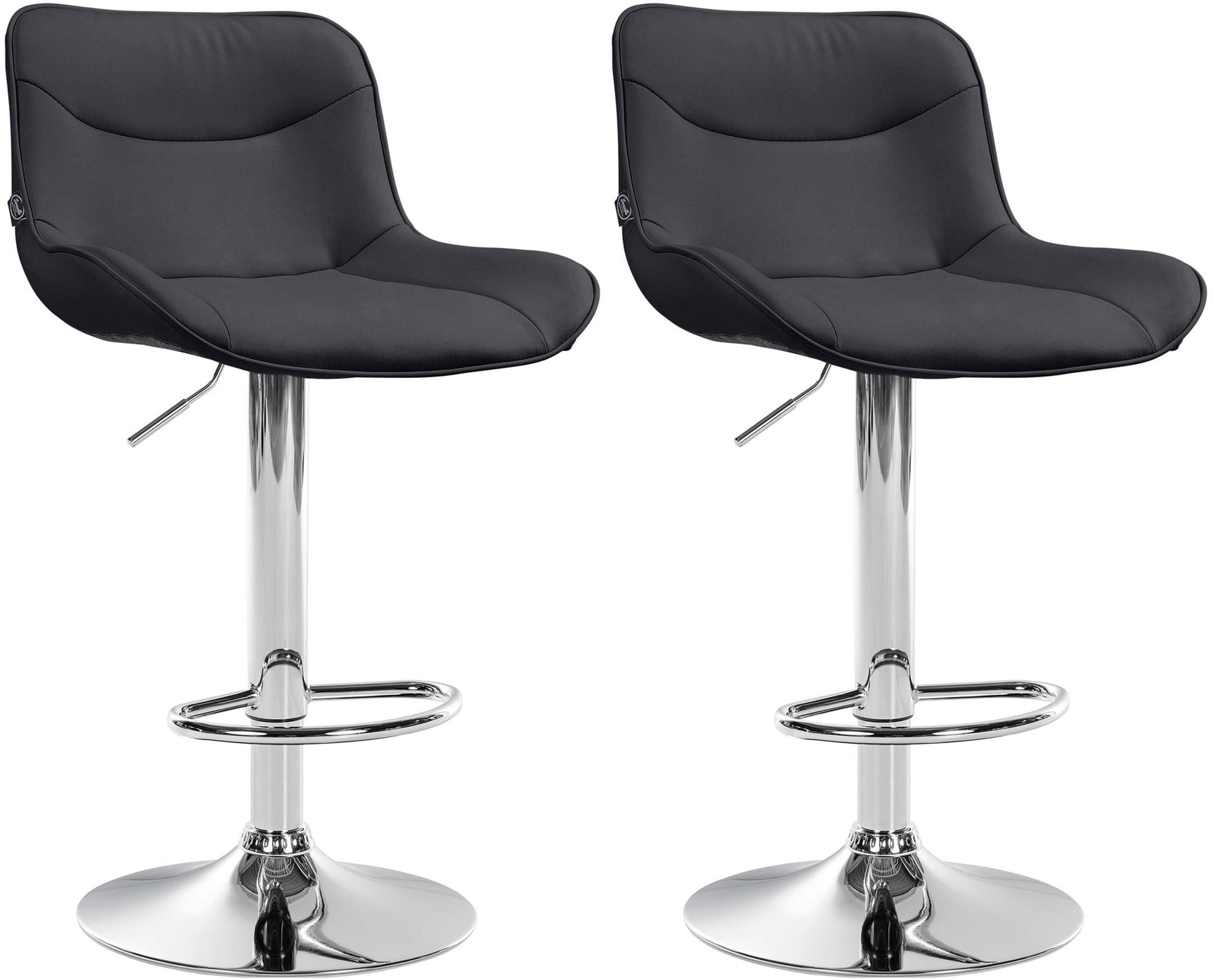 BARHOCKER 2er Set Vulcano Kunstleder chrom schwarz - Chromfarben/Schwarz, Kunststoff/Metall (49/106/51cm) - TPFLiving