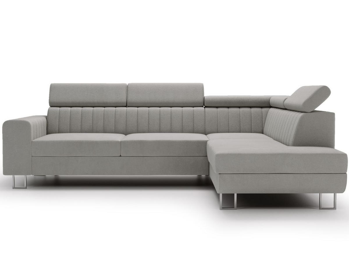 ECKSOFA Berona Grau Rechts - Grau, Holz/Textil (255/190cm) - Graingold