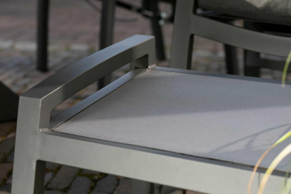 HOCKER Sevilla Alu/Textilene inkl. Kissen anthrazit - Grau, Metall (60/43/47cm) - Mr. Deko