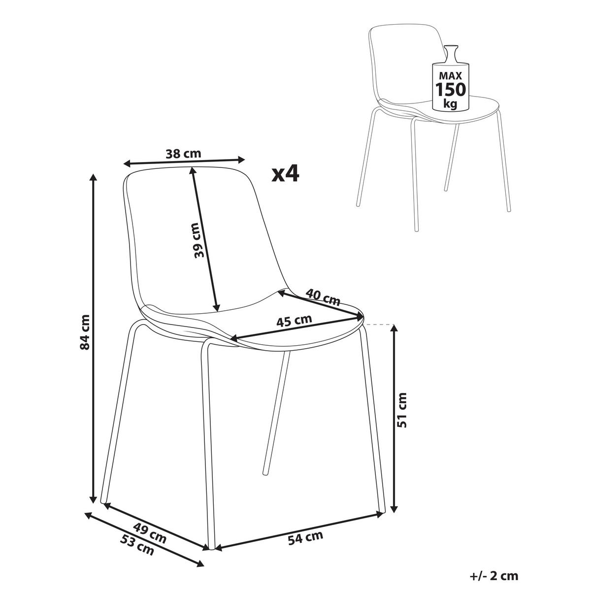 ESSZIMMERSTUHL 4er-Set Beige Tiller - Beige/Schwarz, Textil (54/84/53cm) - Beliani