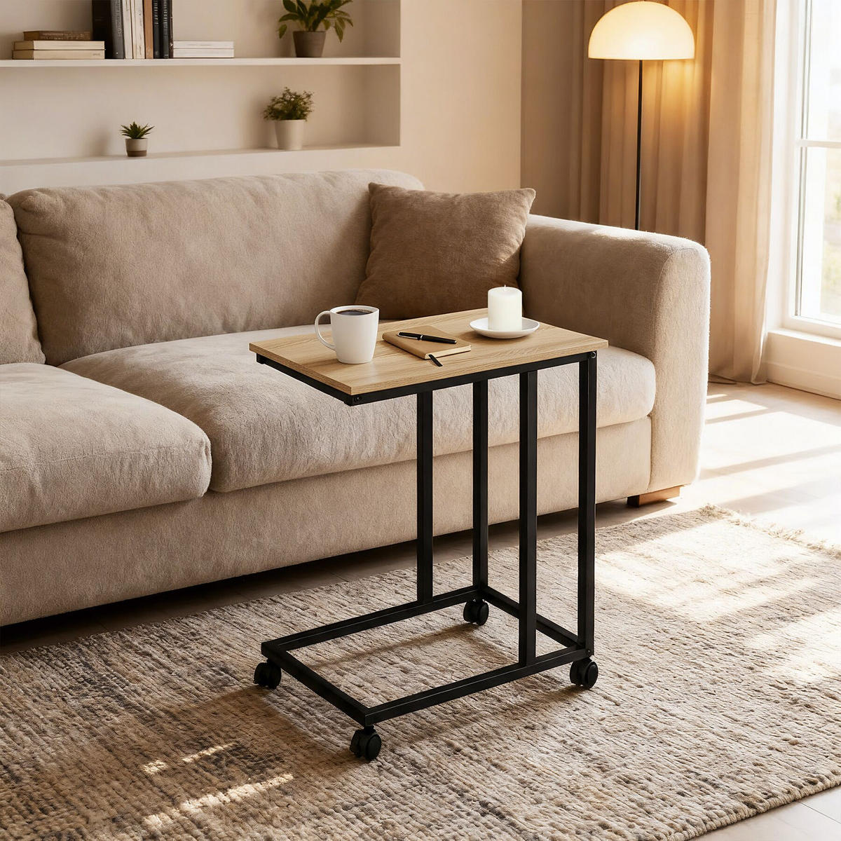 BEISTELLTISCH Luton, 48 x 35 x 70 cm, Industrial Holz hell, Eiche Sonoma - Naturfarben, Holz (48/35/70cm) - tectake