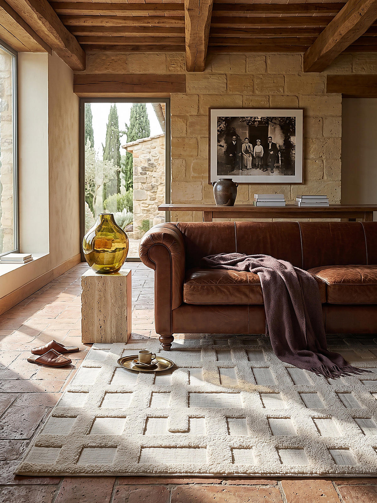 HOCHFLORTEPPICH FORSS, Labyrinth-Relief, Creme, 133 x 190 cm - Beige, Textil (133/190cm) - KADIMA DESIGN