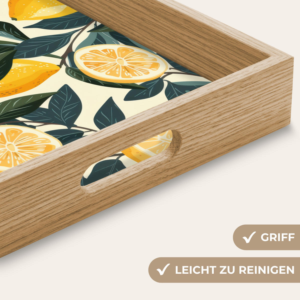 TABLETT - Zitronen - Früchte - Blätter - Gelb - Grün - Beige - 40x30 cm - Gelb, Holz (40/5/5cm) - OnlyWow