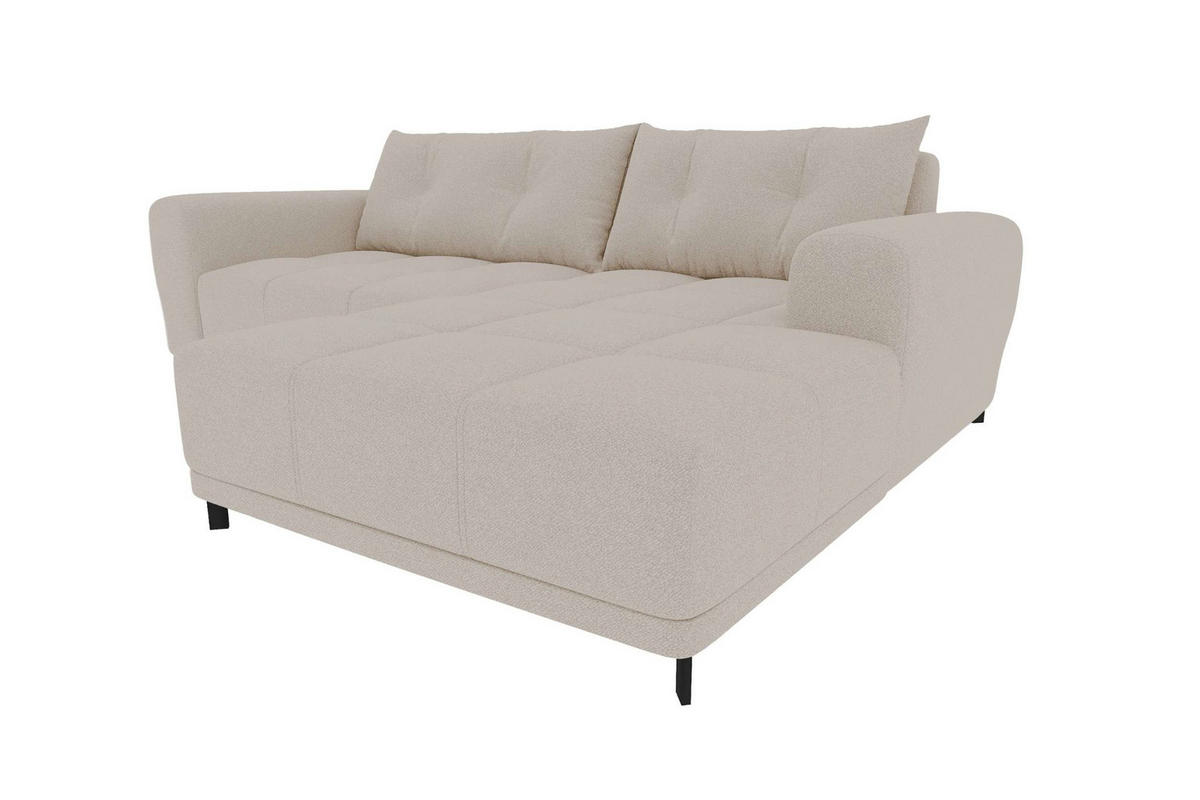 ECKSOFA Massimo Strukturstoff Beige inkl. Schlaffunktion Rechts - Beige/Schwarz, Textil/Metall (246/177cm) - 99rooms