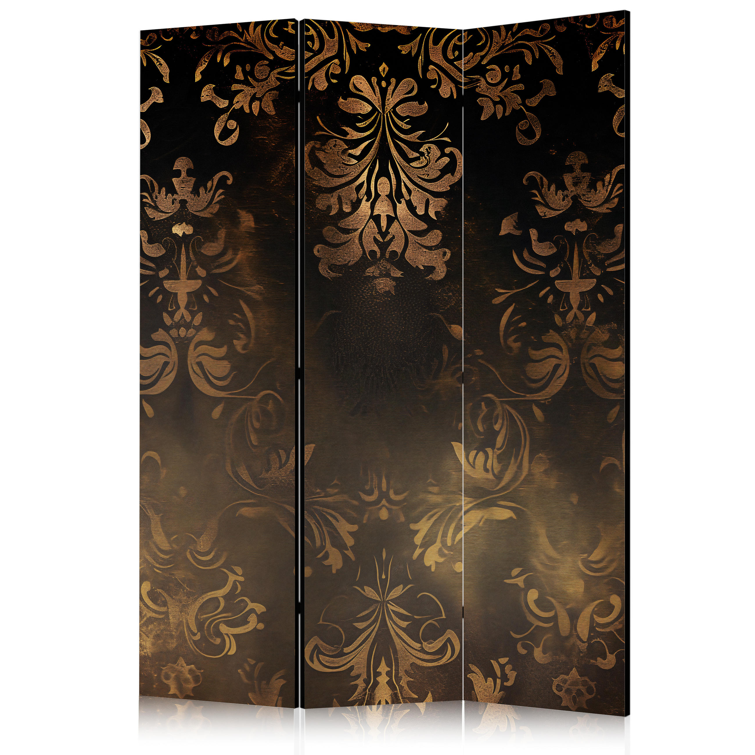 PARAVENT Akustik 3-tlg 135x172 cm Barocke Glamour Ornamente - Braun, Holz/Textil (135/172/3cm) - Muralo