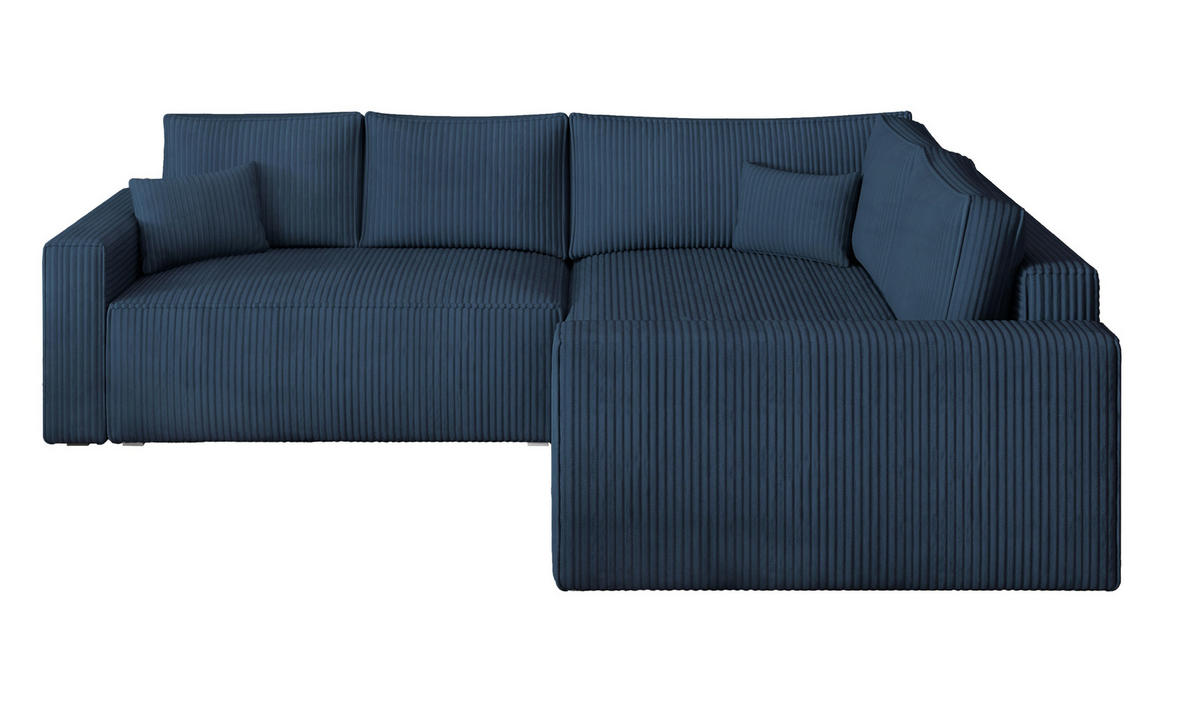 ROHOVÁ SEDAČKA ERONIS modrá - šedá/modrá, dřevo/textil (265/194cm) - MASSENO