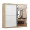 SCHWEBETÜRENSCHRANK Multi 35 Sonoma Eiche/Weiß Semigloss + Spiegel, ohne LED-Beleuchtung 233 cm - Alufarben/Weiß, Glas/Holzwerkstoff (233/218/61cm) - imoebel24