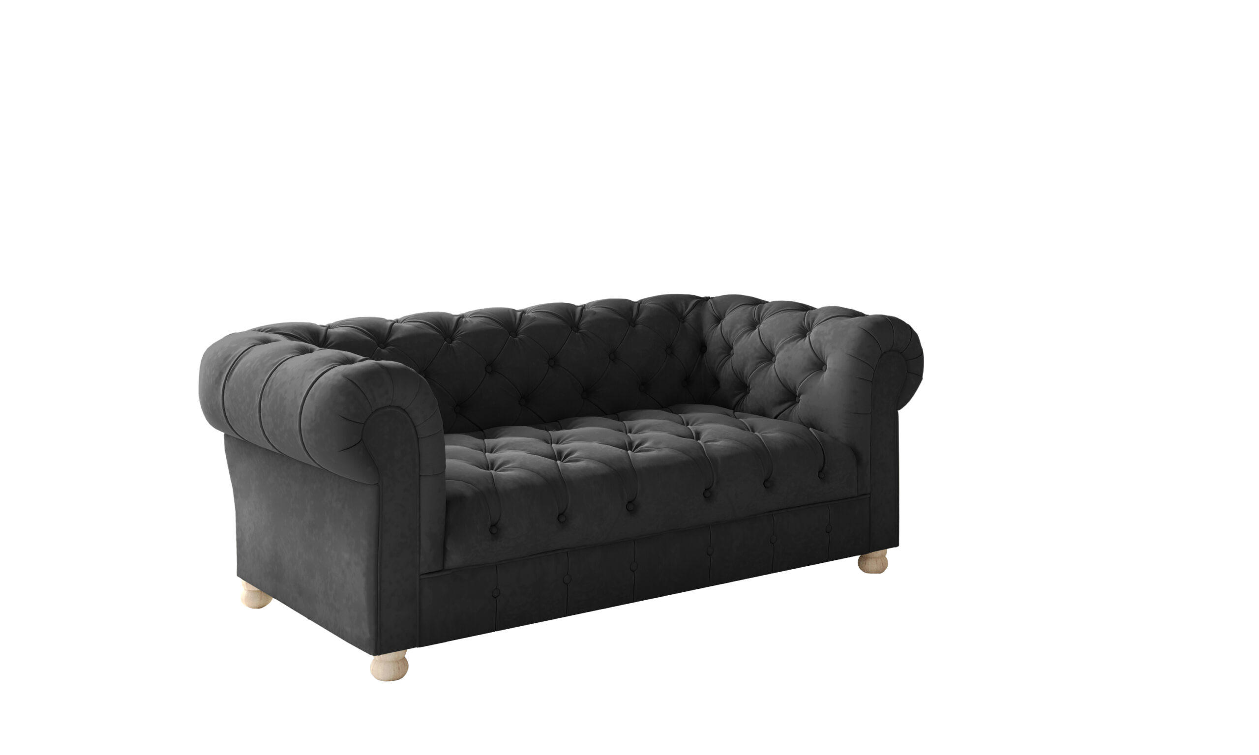SOFA 2-Sitzer CHESTERFIELD Elegant Klassisch Schick Stoff Whisper Velours Graphit - Graphitfarben, Holz/Textil (152/77/90cm) - Kaiser Möbel
