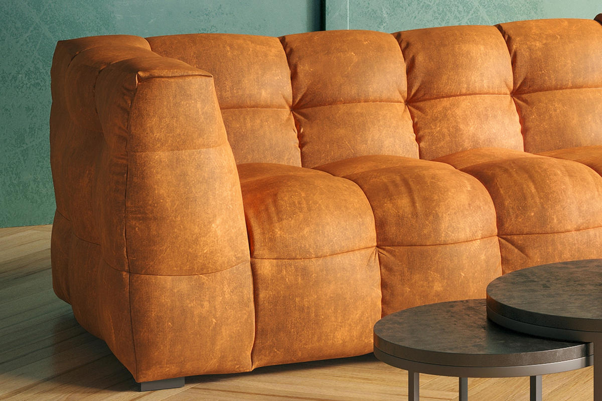 ECKSOFA RIO Gold Velvet - Goldfarben/Schwarz, Textil (319/170cm) - KAWOLA