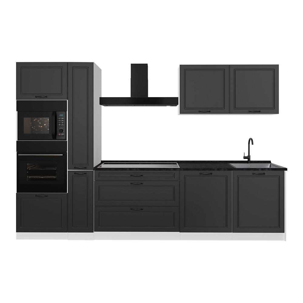 KUCHYNKA R-Line, Antracitový vidiecky dom/biely, 310 cm antrasiitti työtaso - biela/antracitová, kompozitné drevo (310/206.8/60cm) - Vicco