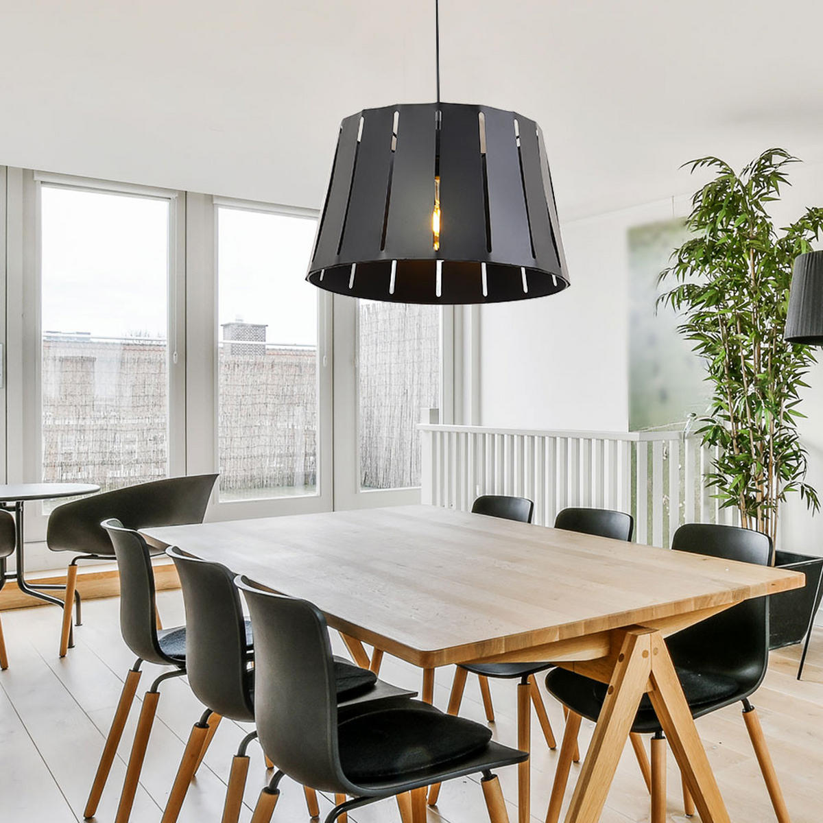 LED HÄNGELEUCHTE Metall Holzoptik Schwarz Braun - Schwarz, Metall (35/35/120cm) - Globo Lighting