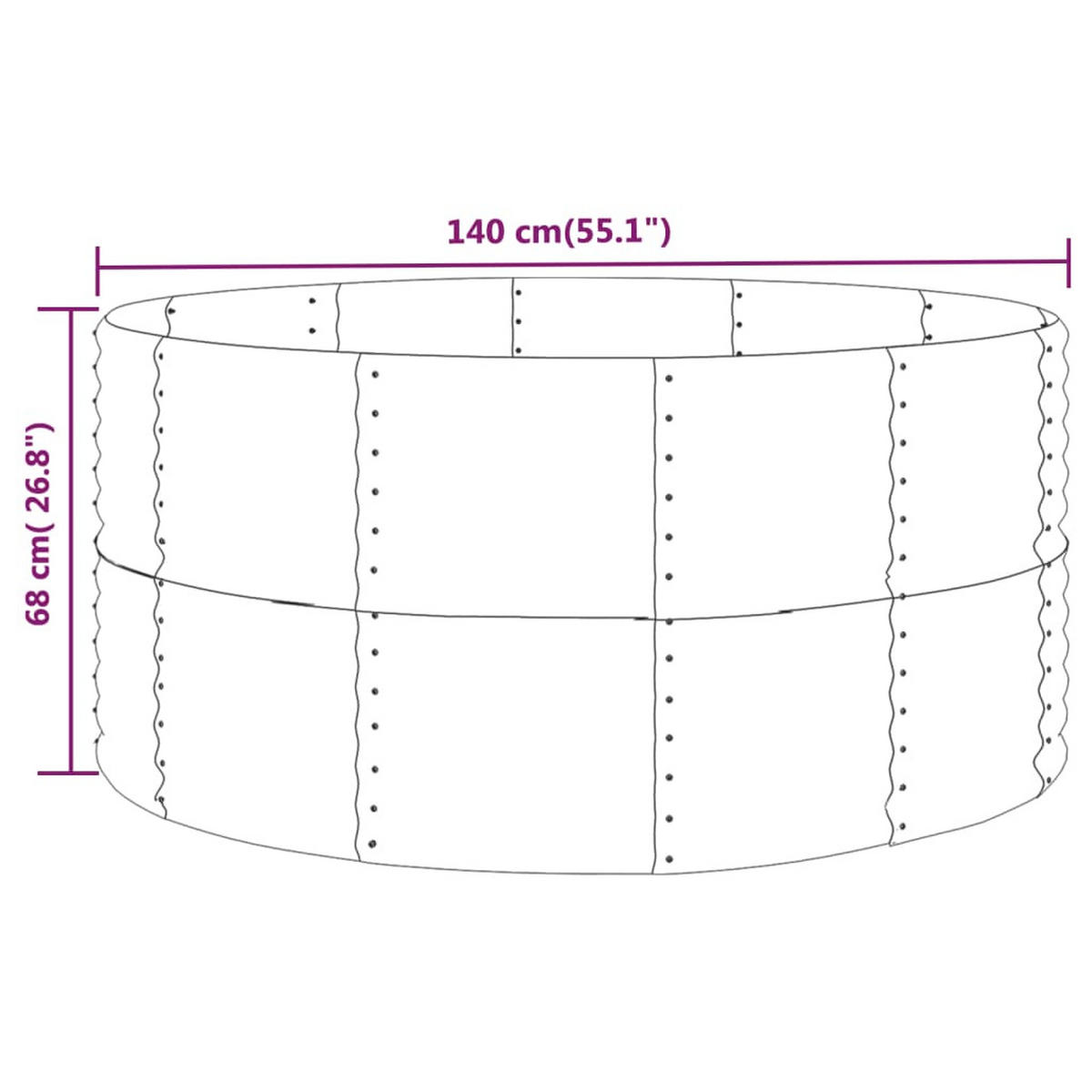 GARTEN-HOCHBEET Grün 140 x 140 x 68 cm - Grün, Metall (140/68/140cm)