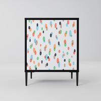 SIDEBOARD ENERGETIC SPOTS, Schwarz, 57,5x42x72,5 cm, Schwarze Metallfüße - Multicolor/Schwarz, Holzwerkstoff/Metall (57.5/72.5/42cm) - SpaceRebels