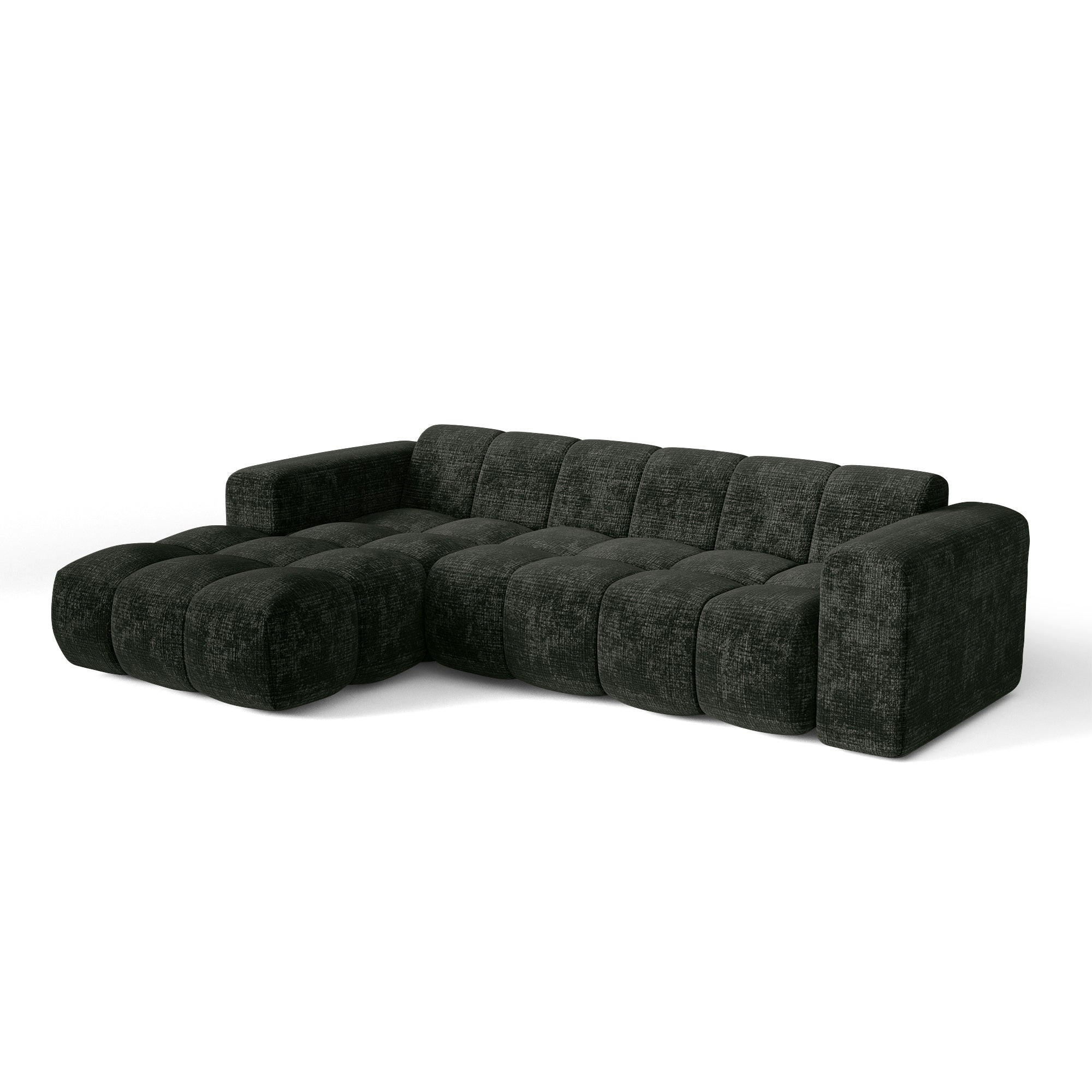 ECKSOFA (links) BLOOM Geprägter Samt Anthrazitgrau 290cm - Dunkelgrau/Anthrazit, Textil (290/164cm) - Premium Interiors
