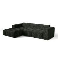 ECKSOFA (links) BLOOM Geprägter Samt Anthrazitgrau 290cm - Dunkelgrau/Anthrazit, Textil (290/164cm) - Premium Interiors