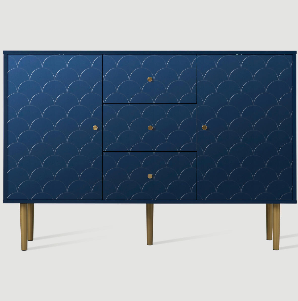KOMMODE 120/40/83 cm mit 3 Schubladen und 2 Türen in Marineblau - Dunkelblau, Metall (120/83/40cm) - BEAOK