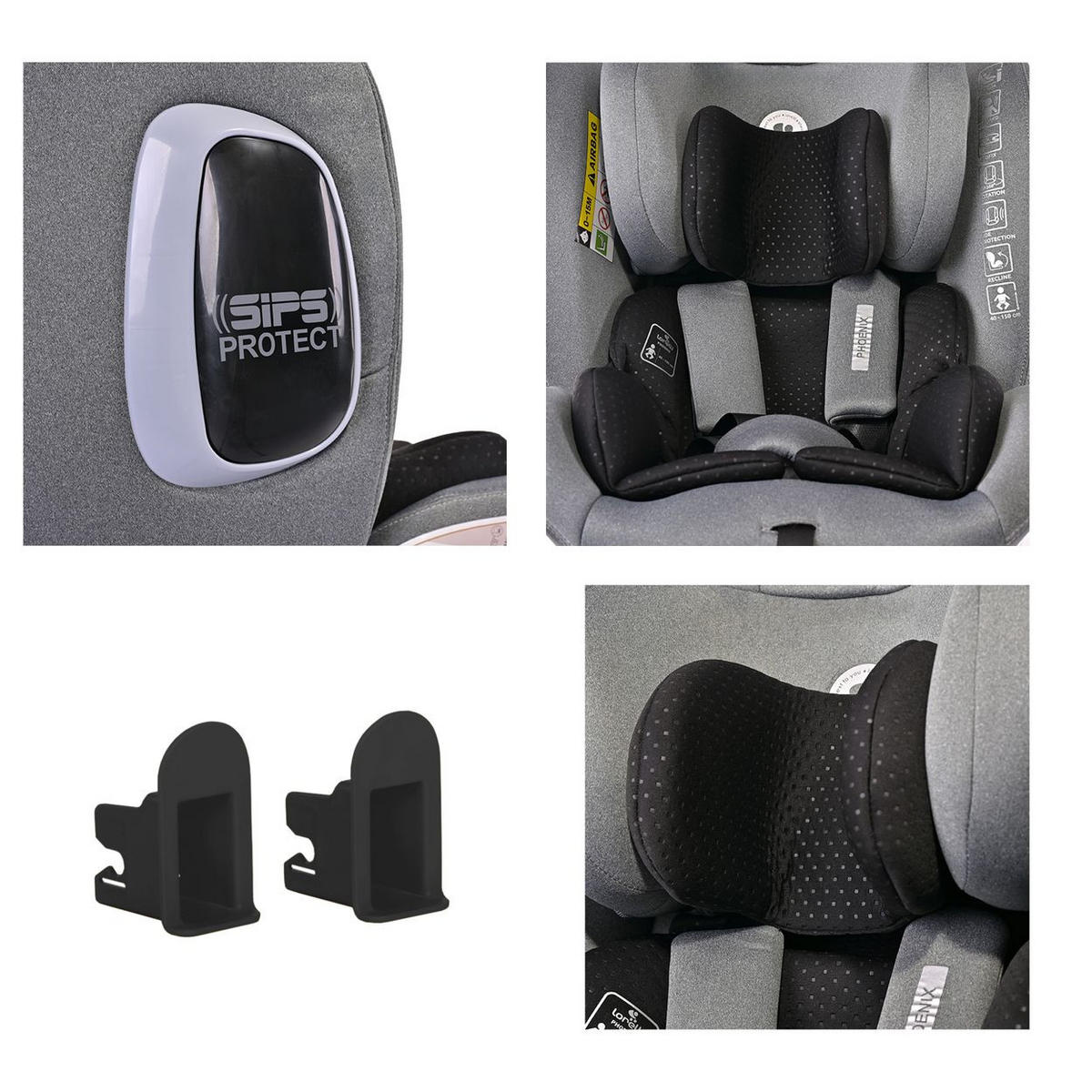 KINDERSITZ Phoenix i-Size Isofix grau Gruppe 0+/1/2/3 (40-150cm) Top Tether - Grau, Kunststoff (46/75/50cm) - Lorelli